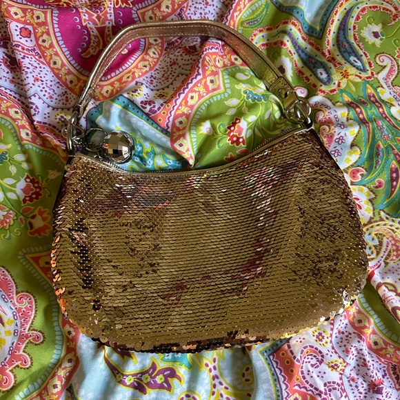 Coach Designer unique hard to find Gold Coach sequence purse, rare designer nwot - Picture 5 of 9